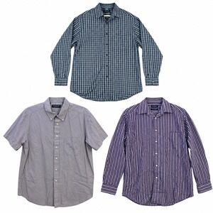 Roundtree & Yorke Lot of 3 Shirts Mens‎ Large Dress Cotton Button Down EUC